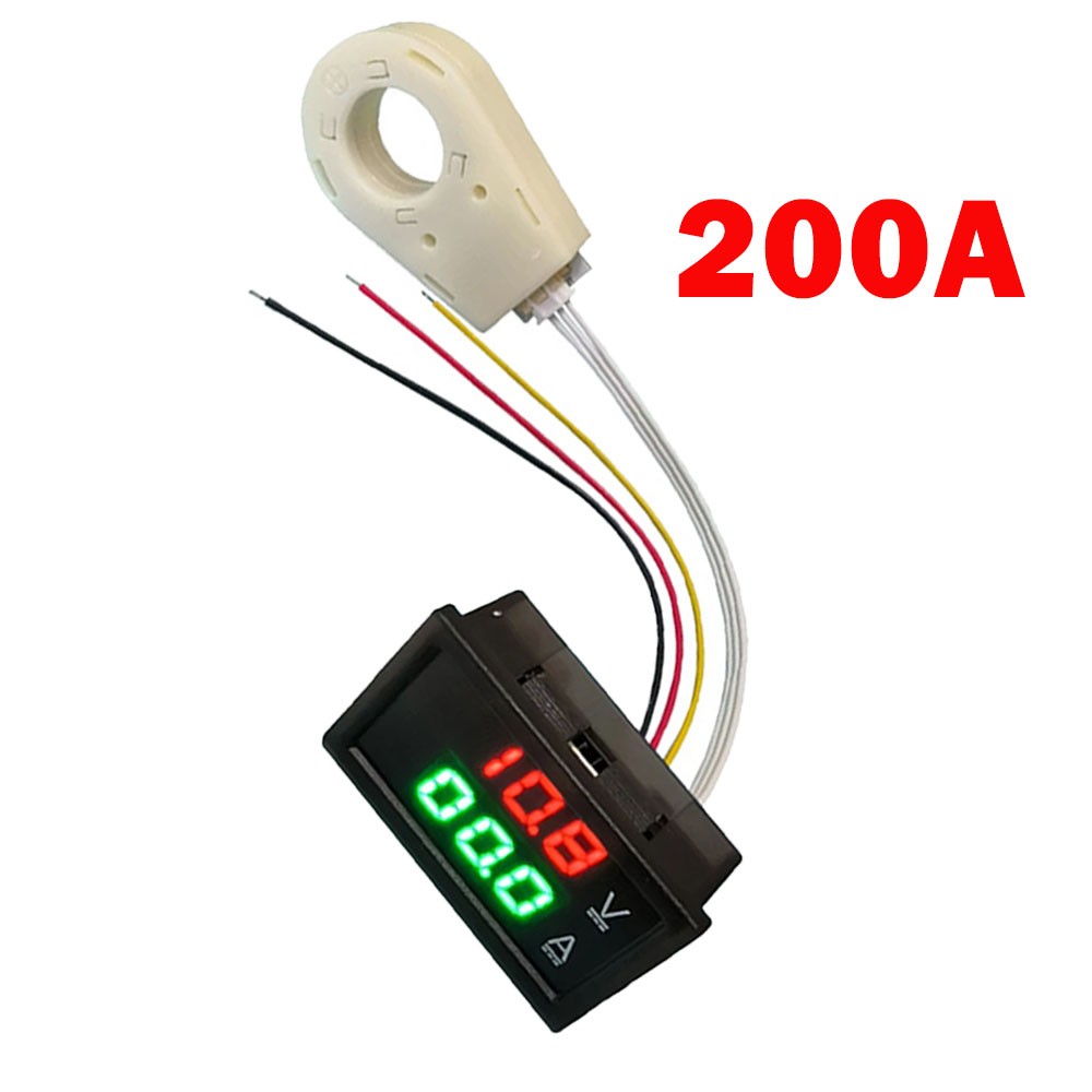 200A 0.2A Hall Current Voltmeter Dual Digital Led Display DC 5V-100V DC 0-300V ±