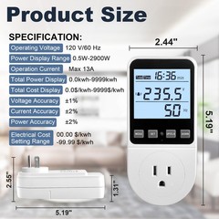 Upgraded Watt Meter, Watt Usage Meter Plug Home Energy Monitor Consumption, E…