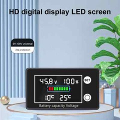 DC10-100V Digital Battery Voltmeter Volt Temp Battery Monitor Capacity Indicator