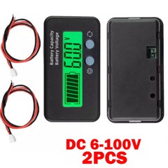 2x Green DC6-100V LCD Digital Battery Capacity Monitor Indicator Voltage Meters
