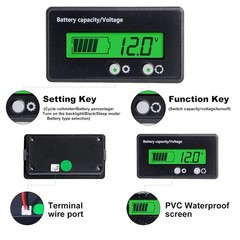 Battery Capacity Indicator Meter 12V-84V LCD Volt Gauge for Golf Cart RV