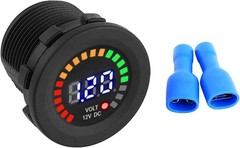 12V LED Voltmeter Digital Waterproof Round Panel DC Gauge for Marine Truck AT…