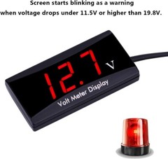 DC 12V Waterproof LED Digital Voltmeter – Compact Gauge for Cars & Motorcycles