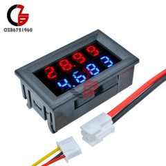 Blue+Red/Red+Red 10A 4Bit 5Wires Voltmeter Ammeter DC200V LED Dual Digital Volt