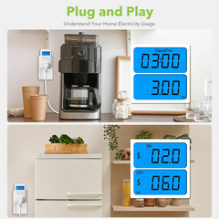 Watt Meter Plug with Backlight, Plug-In Socket Power Meter Electricity Usage