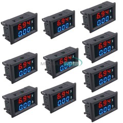 10pcs DC 100V 100A Voltmeter Ammeter Blue+Red LED Dual Digital Volt Amp Meter