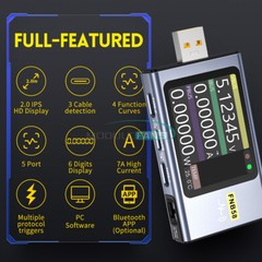 FNIRSI Voltage Current Meter Voltmeter Ammeter Type C Fast Charge test Bluetooth