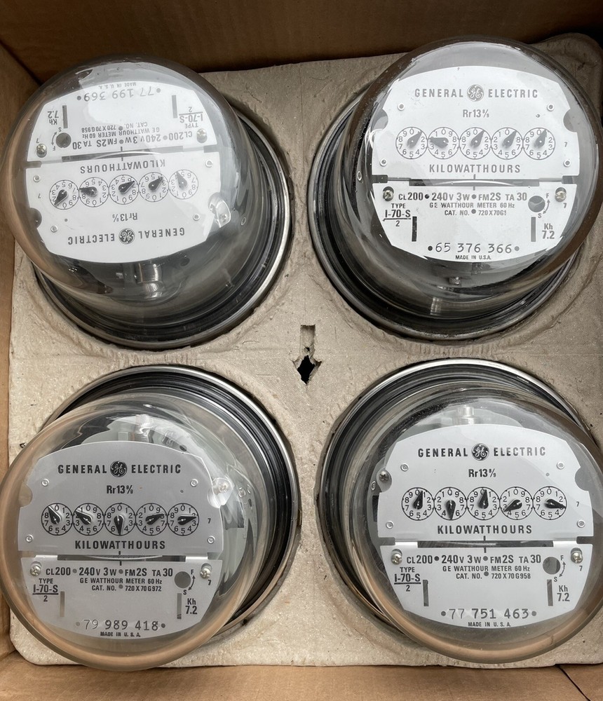 GE- ELECTRIC WATTHOUR METER (KWH) 200A, 240V, 5 Pointer Style – I70S – LOT OF 4