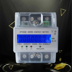 LCD Digital 3 Phase 4 Wire Electric Energy Meter for DIN Rail 3×230 / 400V 5-80A