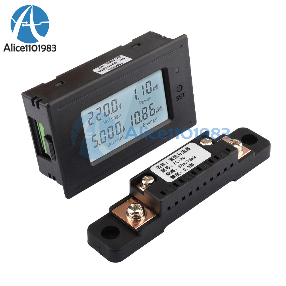 DC6-200V 20/50/100A Multi-functional Voltmeter Ammeter Digital LCD Power Meter