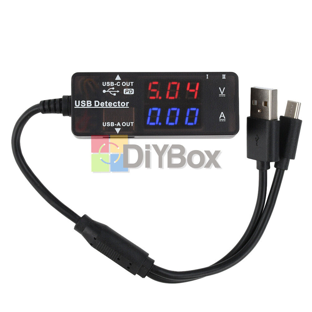 USB Power Tester Voltage Current Capacity Meter Digital USB Tester With A+C Line