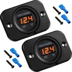 2 PCS Orange Light DC Fits 12/24 V Waterproof Car Voltmeter LED Digital Panel