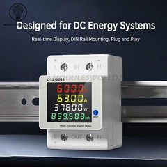 DC 14-600V 63A DIN Rail Single Phase 4-in-1 Voltage Current Power Energy Meter