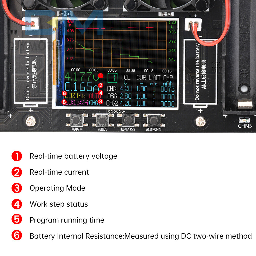 8CH 18650 Battery Capacity Internal Resistance Tester Auto Charging Discharge