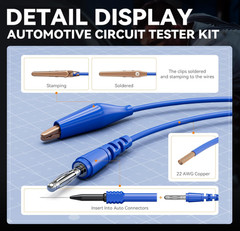 Probador circuito auto 12/24V con 30pcs back probe, 40ft cable y test AC/DC. NUE
