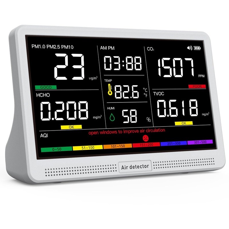 16-in-1 Air Quality Monitor CO2 PM2.5 Humidity Temperature AQI Indoor Tester New