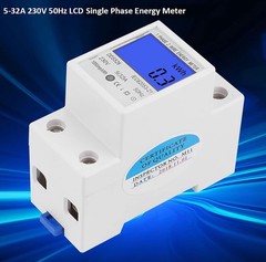 AC 230V DDS528 Digital Single Phase Din Rail Watt KWH Volt Power Energy Meter