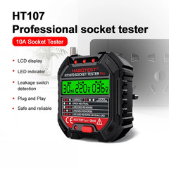 HT107D Socket Tester Digital Plug AC Voltage Detect RCD Test Socket Detector EU