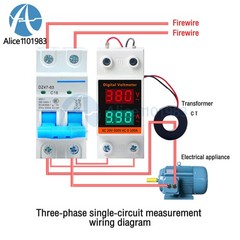 Din Rail LCD Digital Voltmeter Ammeter Electricity Meter AC 60-500V 0.00-99.9A