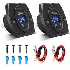 2Packs Car Voltage Meter Monitor 12V/24V Voltmeter Gauge with LED Digital Displa