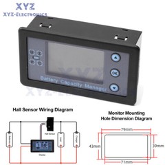 DC8-120V Digital Voltmeter Ammeter Battery Capacity Indicator Hall Coulomb Meter