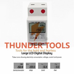 Thunder Tools LCD Digital Display Single Phase DIN-Rail Energy Meter 5-80A