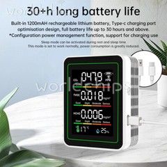 5in1 Formaldehyde Carbon Dioxide Detector TVOC Temp Humidity Air Quality Monitor