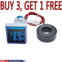 3 In 1 AC 60-500V 0-100A 22mm Voltmeter Ammeter LED Digital Volt/AMP Meter New