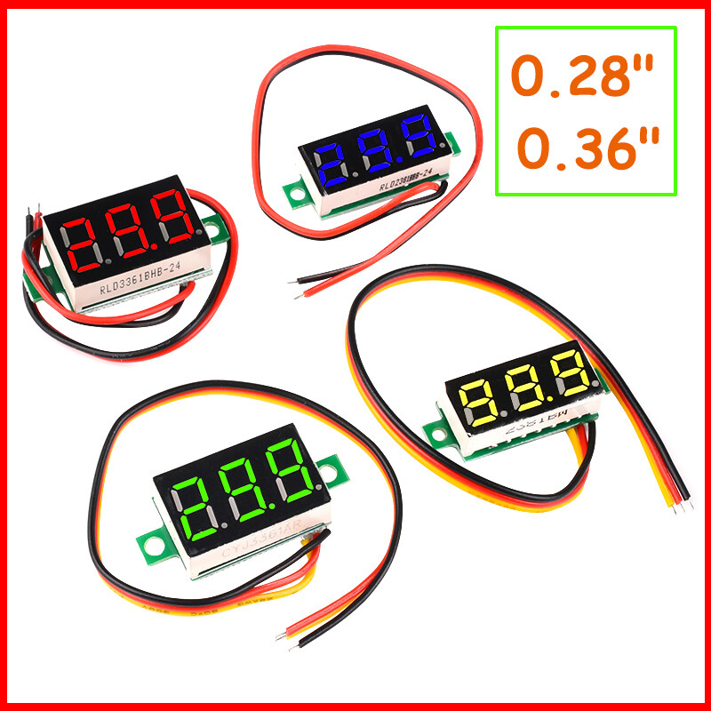 Mini Voltmeter Tester LED Digital Display Voltage Meter 0.28″ / 0.36″ Mulitcolor