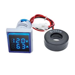AC 60-500V 0-100A 22mm 3 in 1 Voltmeter Ammeter LED Digital Volt/AMP Meter 3x