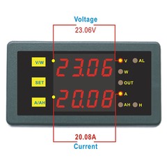DC Programmable 0-90V 0-500A Voltage AMP Ah Power Combo Meter Battery Monitor