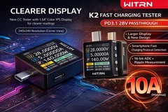 USB Voltage & Current Meter Type-C 24P, PD3.1/EPR 28V, IPS Screen, 3.3-48V/6A Te