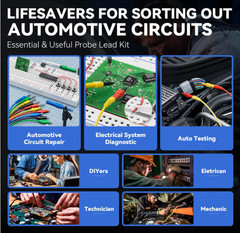 Probador circuito auto 12/24V con 30pcs back probe, 40ft cable y test AC/DC. NUE