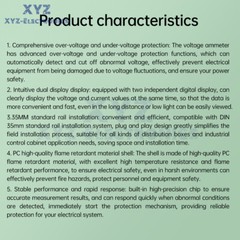220V Dual Display Adjustable Over Voltage/Current Protective Relay Switch 40/63A