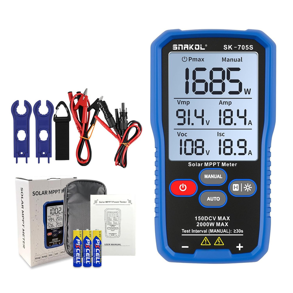 Solar MPPT Power Tester for Photovoltaic Modules, 2000 W, 150 V DC Max, 45 A, Au