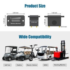 12V 24V 36V 48V 60V 72V Golf Club Cart Battery Monitor Meter for Yamaha EZGO …
