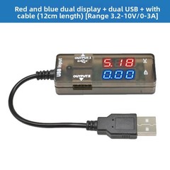 Digital USB Tester with Dual Red and Blue Display and USB Extension Cable