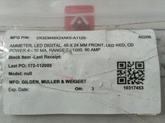 GMW DIGEM 48 X 24 AK5 Digital Panel Meter A1125 IP 40 24V 4-20MA 0-100,0 90AMP