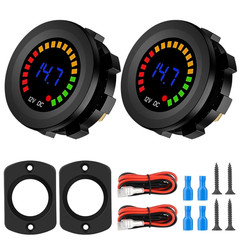 2PCS Battery Voltage Meter, Waterproof DC Volt Meter Gauge, LED Digital Display