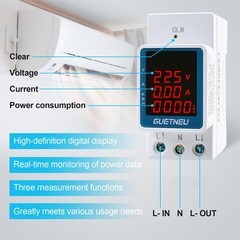 Digital Energy Meter AC 80270V 100A RailMount Electricity Usage Monitor