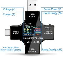 YOJOCK USB C Tester USB Power Meter 2 in 1 Digital Multimeter 3.6-32V 0-8.0A Vol