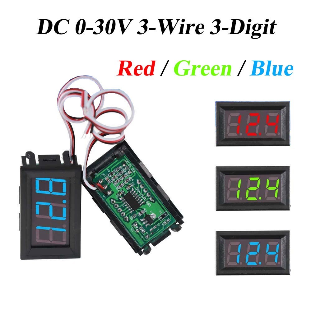 DC 0-30V 3-Wire Voltmeter 3-Digit LED Display Panel Volt Meter Voltage Tester