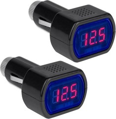 2 PCS Car LED Cigarette Lighter Voltmeter, DC 12V 24V Battery Vol Color: 2 PCS