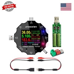 USB C Tester, 3 in 1 Type C DC5.5 USB Meter USB Load Color Screen IPS Digital…