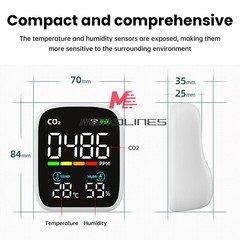 Portable WiFi Air Quality Monitor CO2 Temp & Humidity NDIR Sensor APP Control