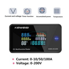 DC0-200V LED Voltage Current Temperature Digital Meter Built-in Shunt 10/50/100A