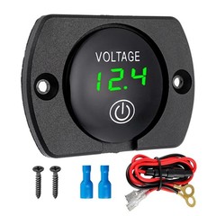 Durable 12V 24V Digital Volt Meter with Waterproof Design & Mounting Accessories