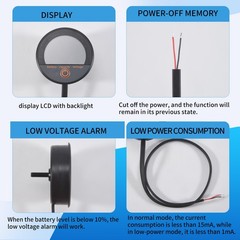12V 24V 48V 60V 84V IP67 Battery Capacity Voltage Meter with Backlight LCD5046