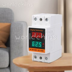 Din Rail Single-phase Digital Voltage LCD Voltage Current Meter AC 50-500V 100A