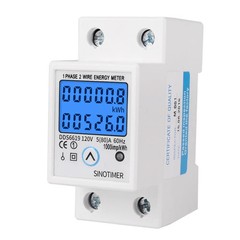 Digital Single Phase Energy Meter 220V 110V 80A DIN Rail Power kWh Consumption